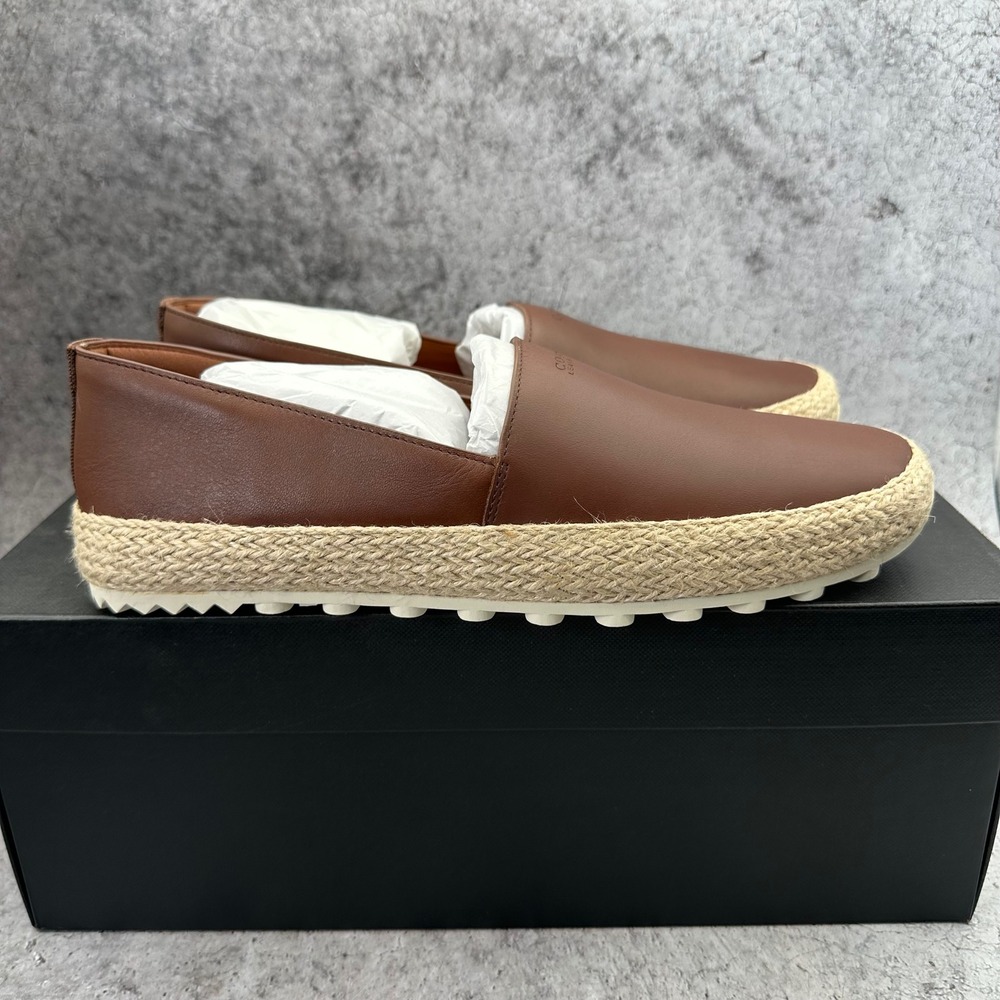 NEW Coach Espadrille Mens 8.5 Brown CI315 Leather Slip On Jute Sole Shoes